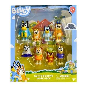Bluey Gotta Be Done Work 8 Figure Pack Bandit Chilli Rusty Bin Man Muffin Alfie